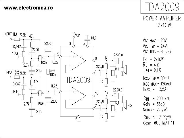 Amplificador 10+10w
TDA2009